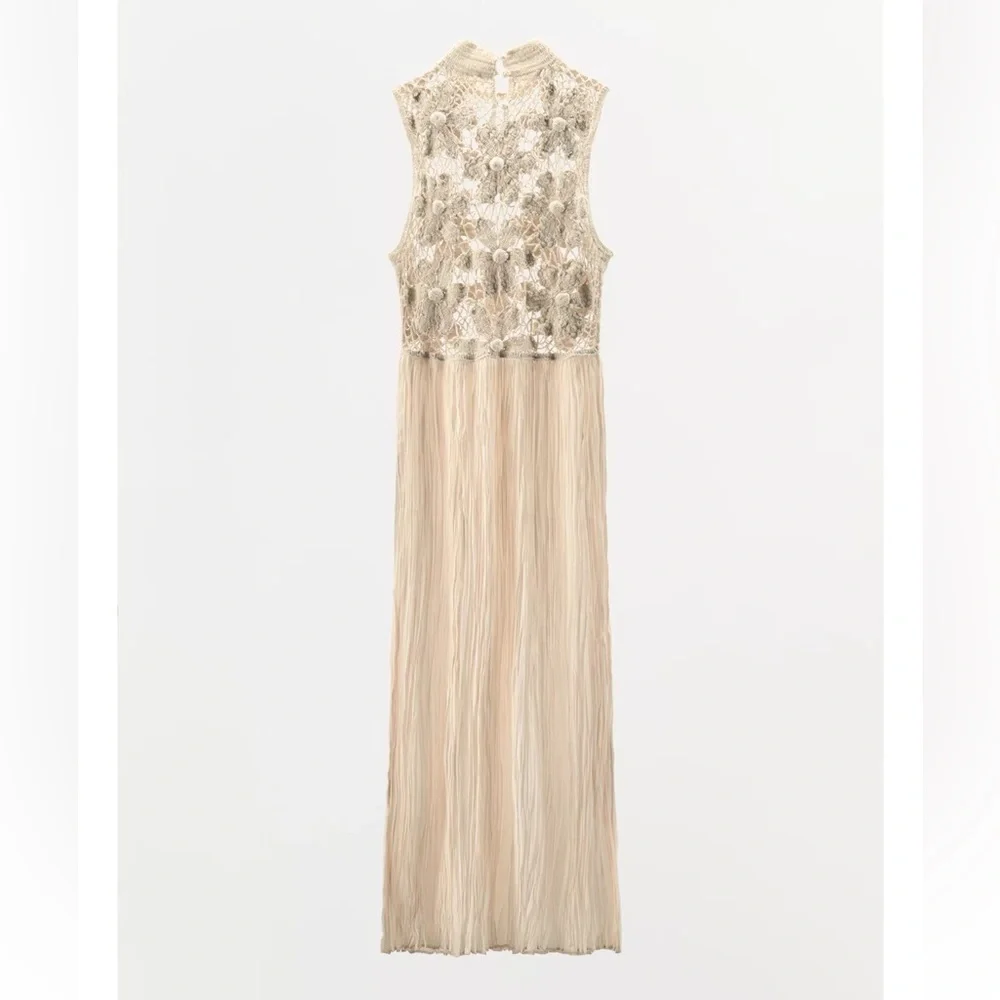 Zara Floral Embroidery Combination Dress - Picture 9 of 11